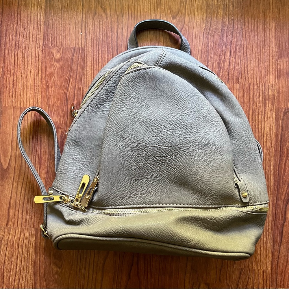 NWOT Faux leather taupe mini backpack